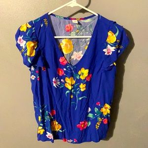 Old Navy Blue Floral Top Size Small - 100% Rayon
